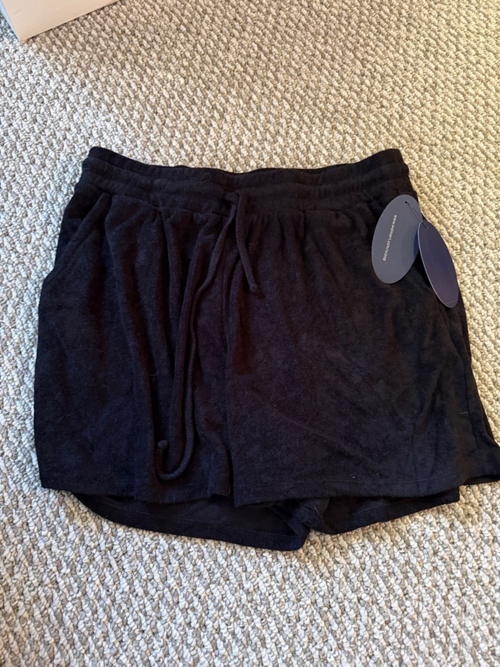 Women’s Black Terry Drawstring Athletic Shorts